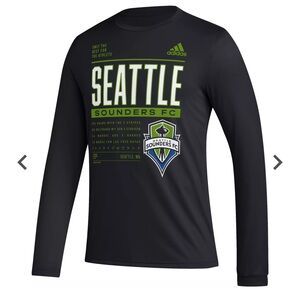 Mens Medium adidas Seattle Sounders DNA Black Long Sleeve Shirt MLS